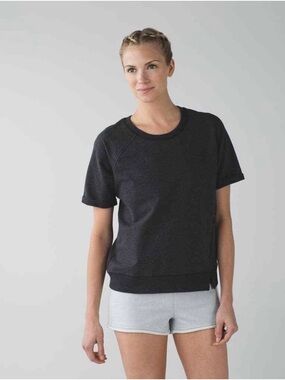 Lululemon Scene Top Grey Short-Sleeve Women's Sweatshirt Side Zipper Pocket